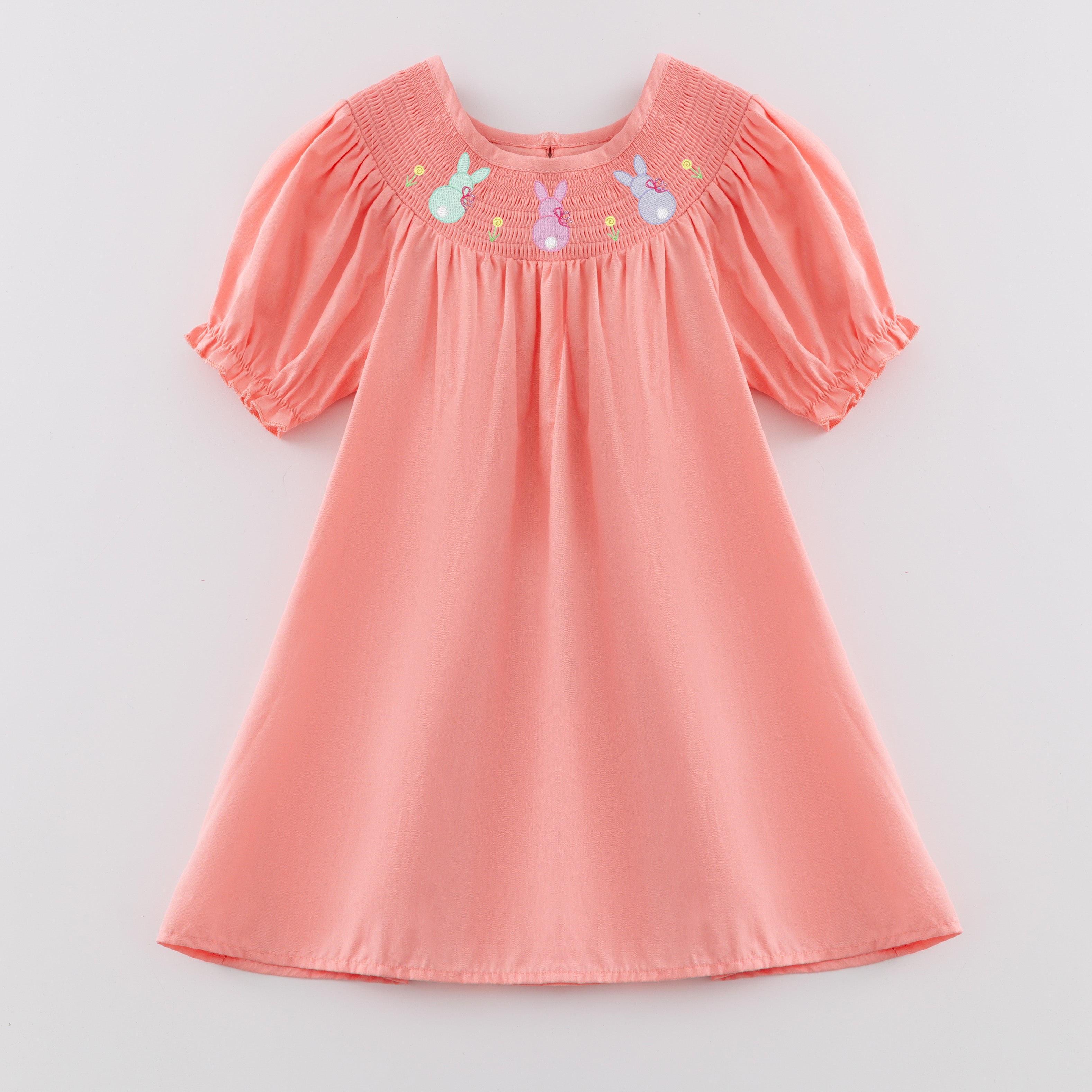 （Pre Order）Sisters Easter Bunny Embroidery Smocked Dress and Romper
