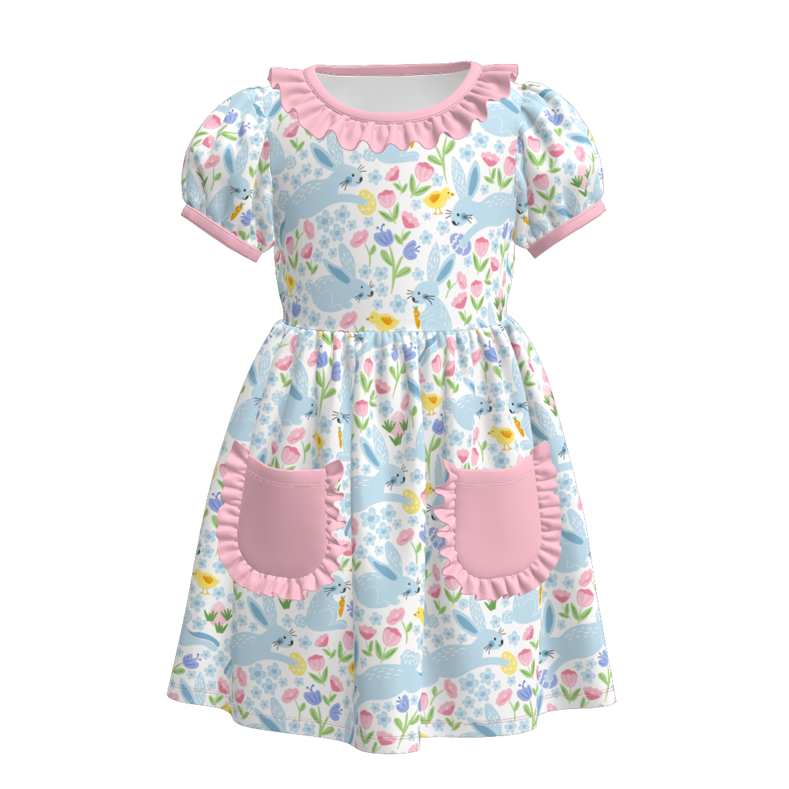 （Pre Order）Girls Easter Bunny Print Dress