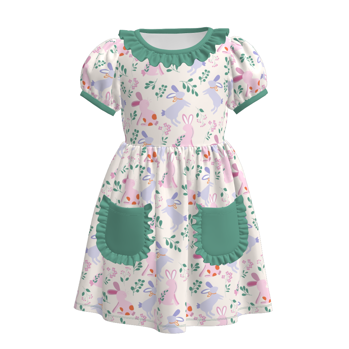 （Pre Order）Girls Easter Bunny Print Dress