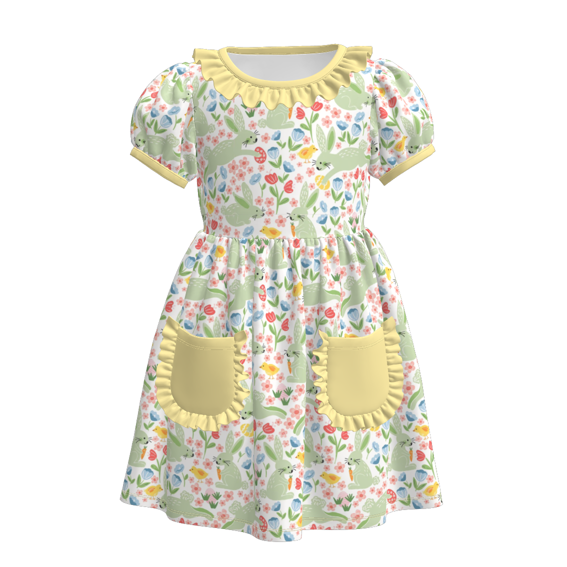 （Pre Order）Girls Easter Bunny Print Dress