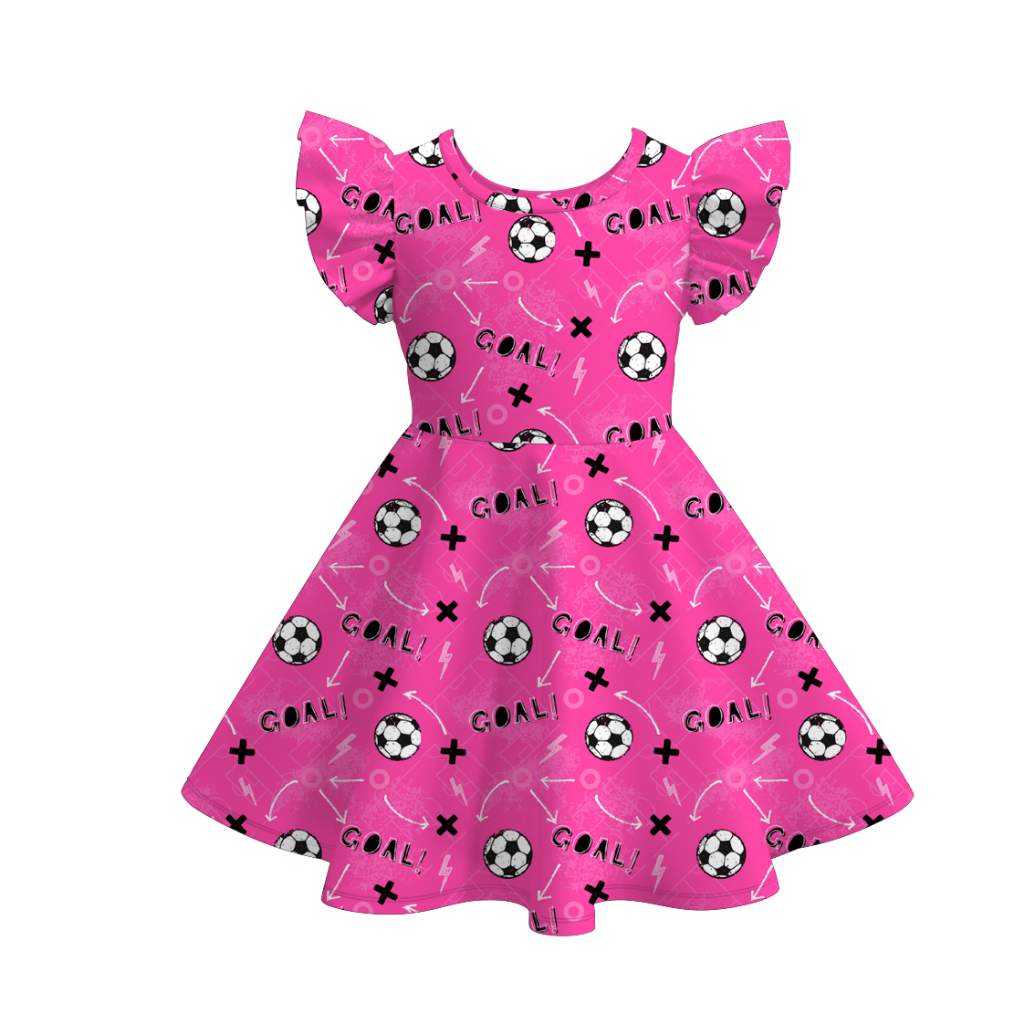 （Pre Order）Girls Spring and Summer Soccer Print Dress