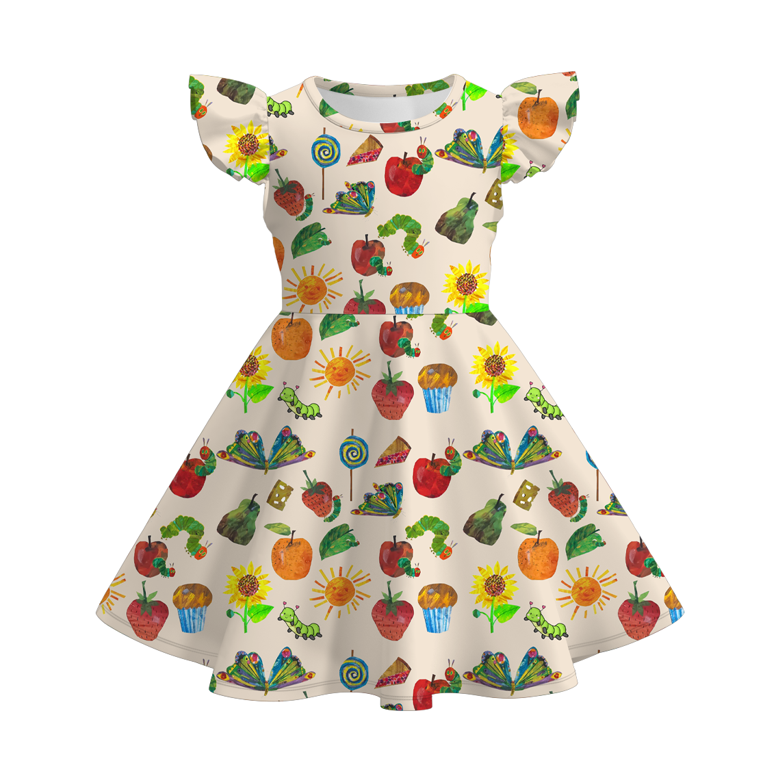 （Pre Order）Girls Spring and Summer Brown Bear Print Dress