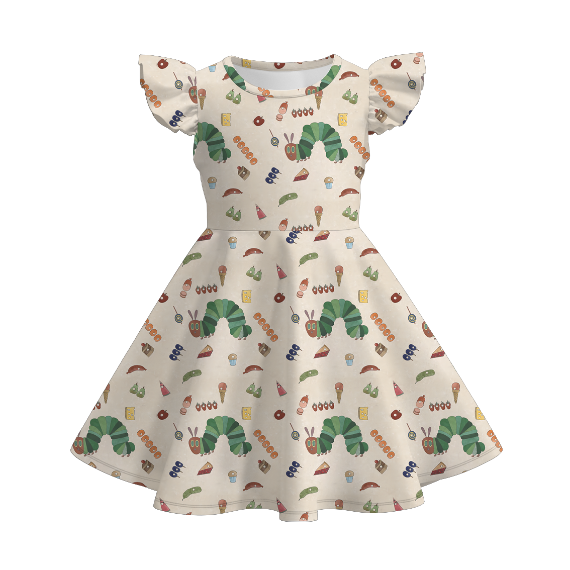 （Pre Order）Girls Spring and Summer Brown Bear Print Dress