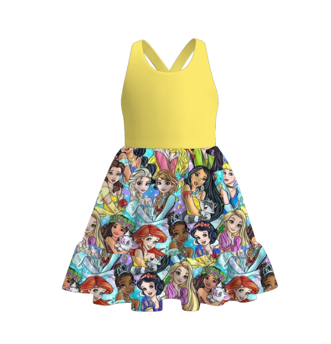 （Pre Order）Girls Spring and Summer Cartoon Print Dress