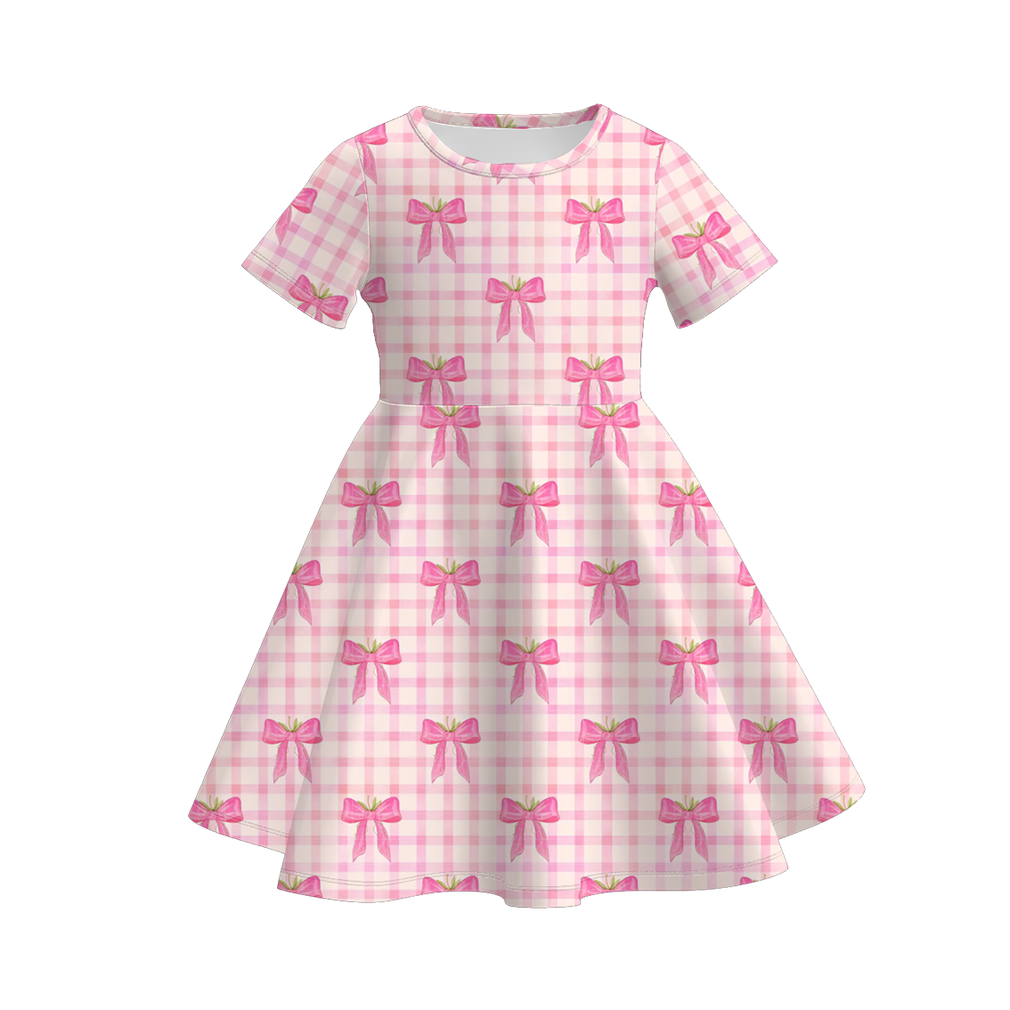（Pre Order）Girls Spring and Summer Bow Print Dress