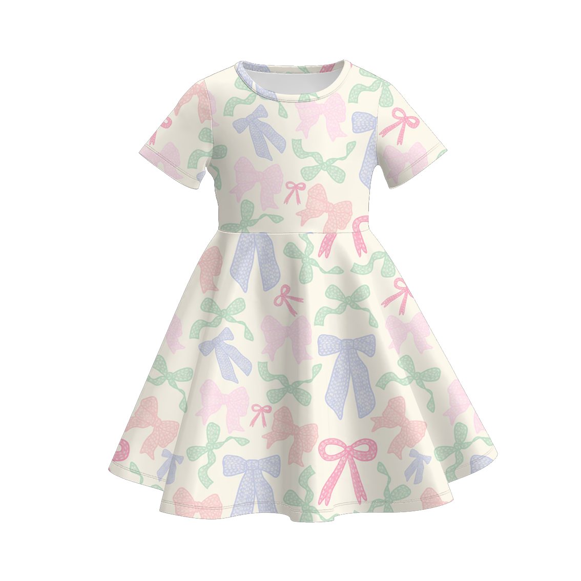 （Pre Order）Girls Spring and Summer Bow Print Dress