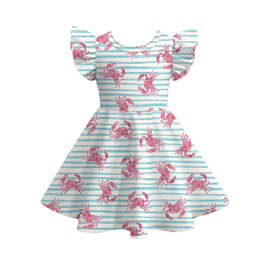 （Pre Order）Girls Spring and Summer Seaside＆Cherry Print Dress