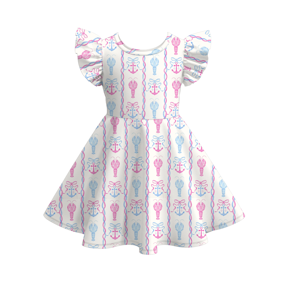 （Pre Order）Girls Spring and Summer Seaside＆Cherry Print Dress