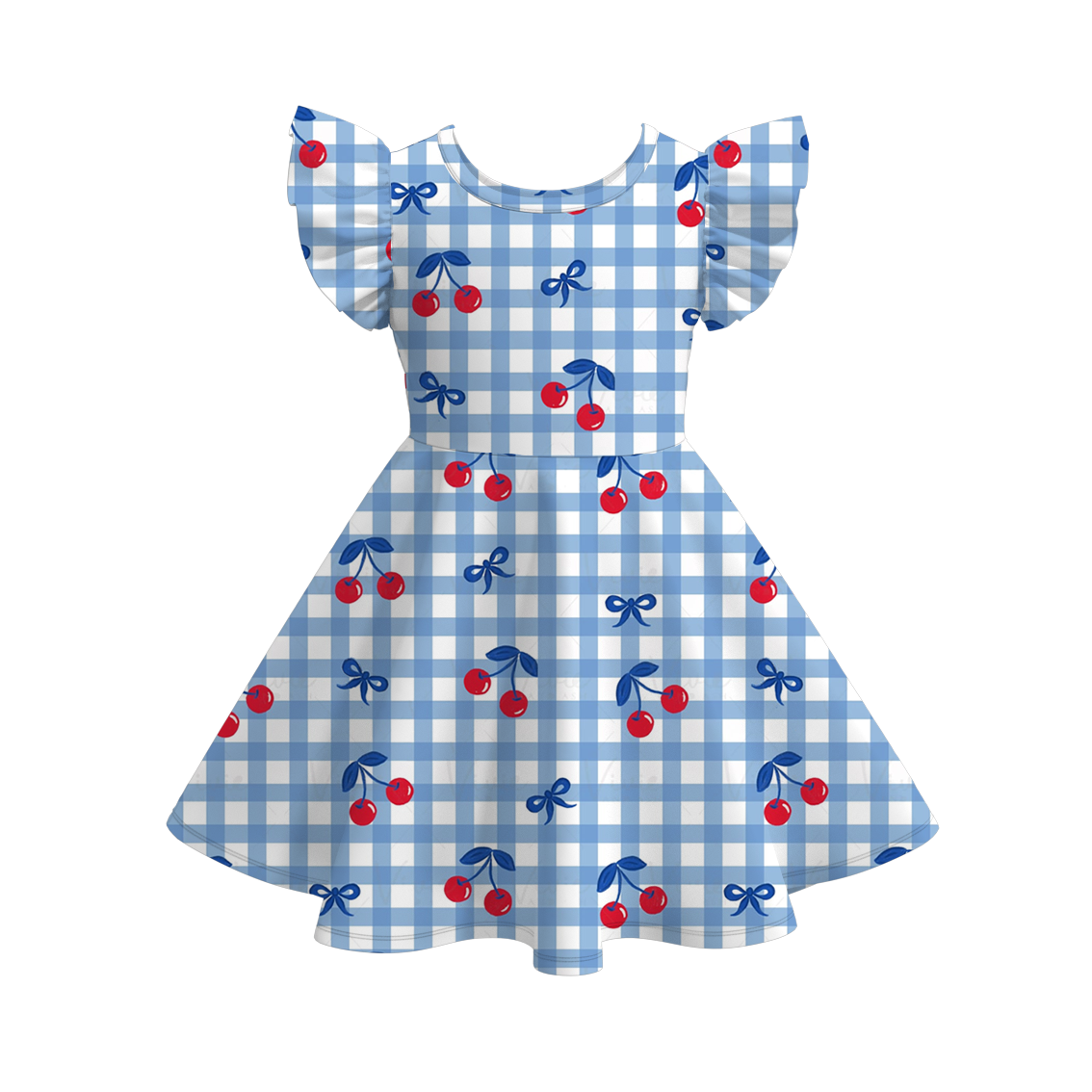 （Pre Order）Girls Spring and Summer Seaside＆Cherry Print Dress
