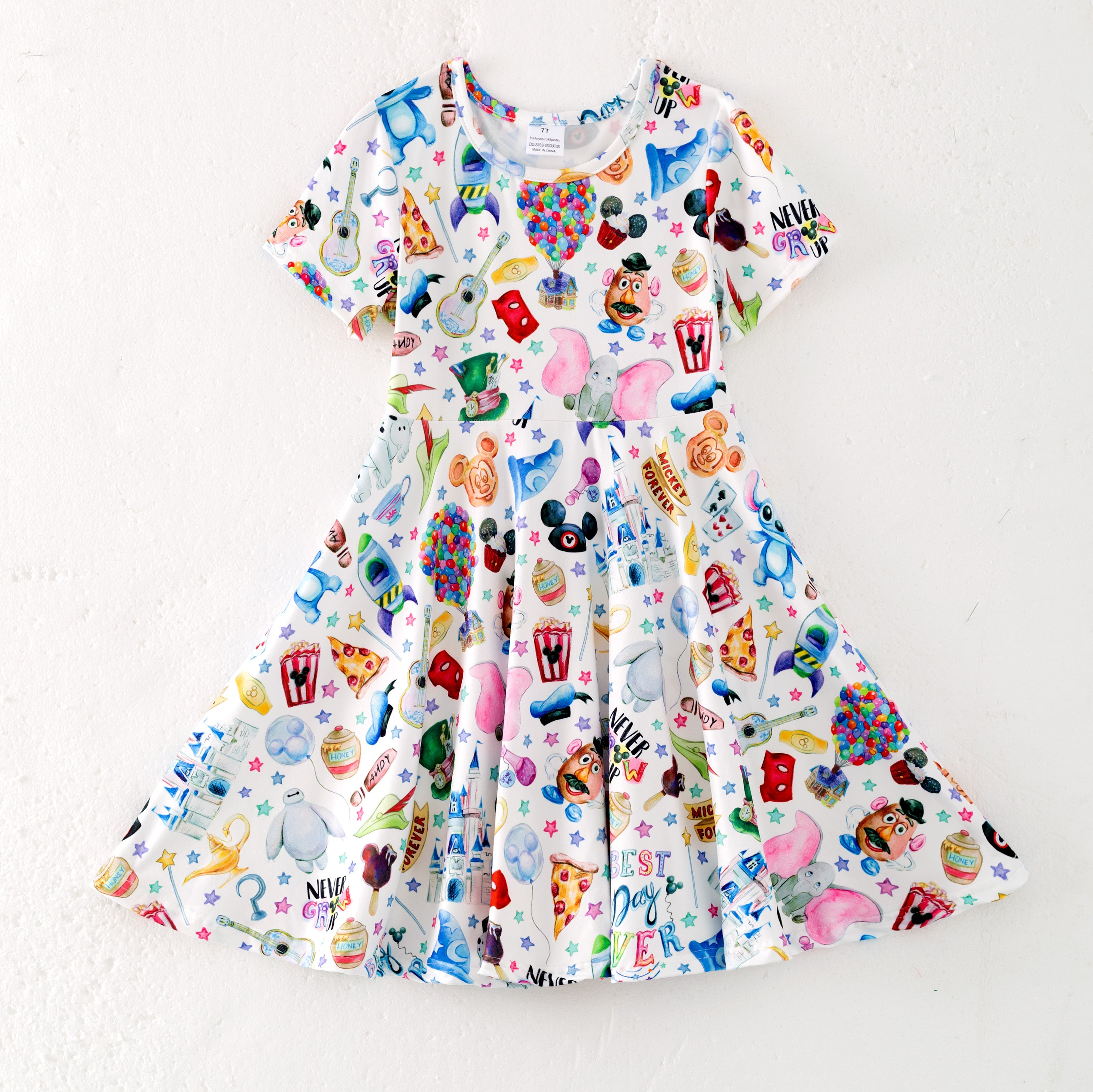（Pre Order,Prepack Zone）Girls Spring&Summer Cartoon Print Dress（Mix Size）