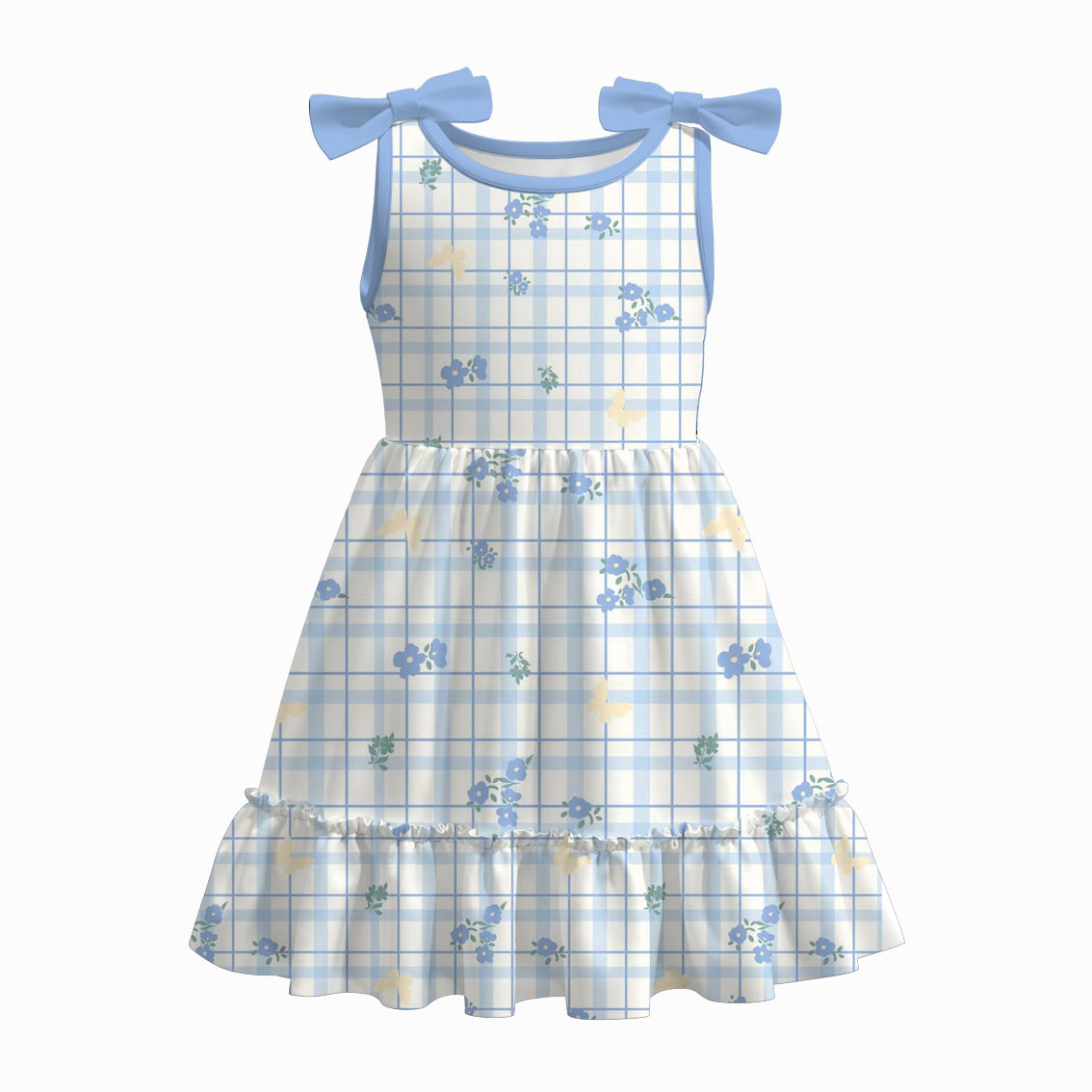 （Pre Order）Girls Spring and Summer Floral＆Butterfly Print Dress