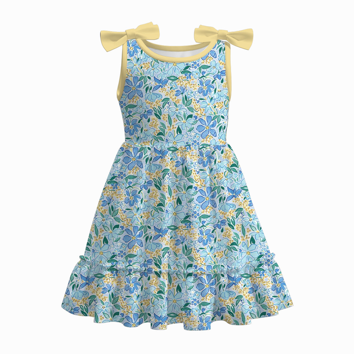 （Pre Order）Girls Spring and Summer Floral＆Butterfly Print Dress
