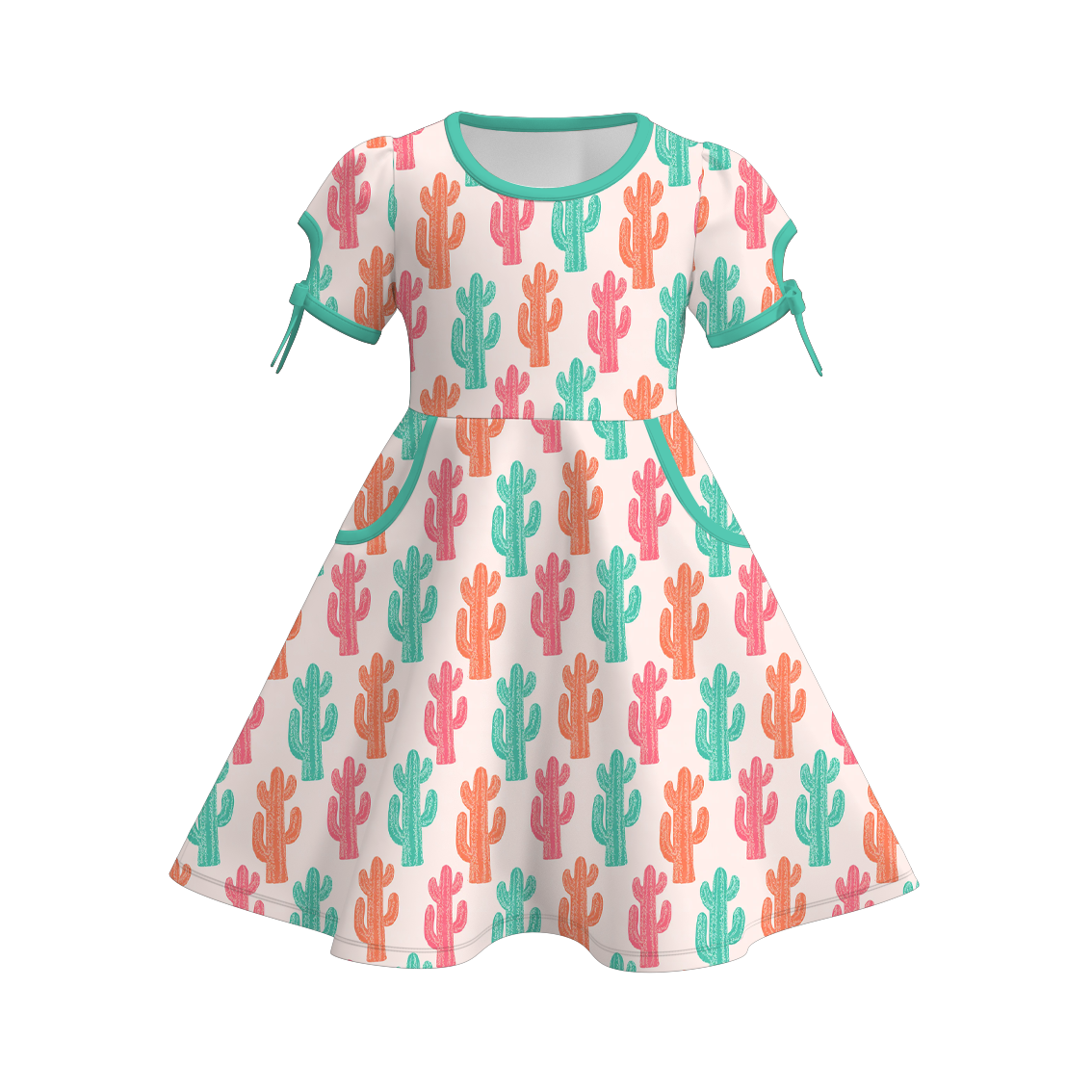（Pre Order）Girls Spring and Summer Print Dress with Pockets