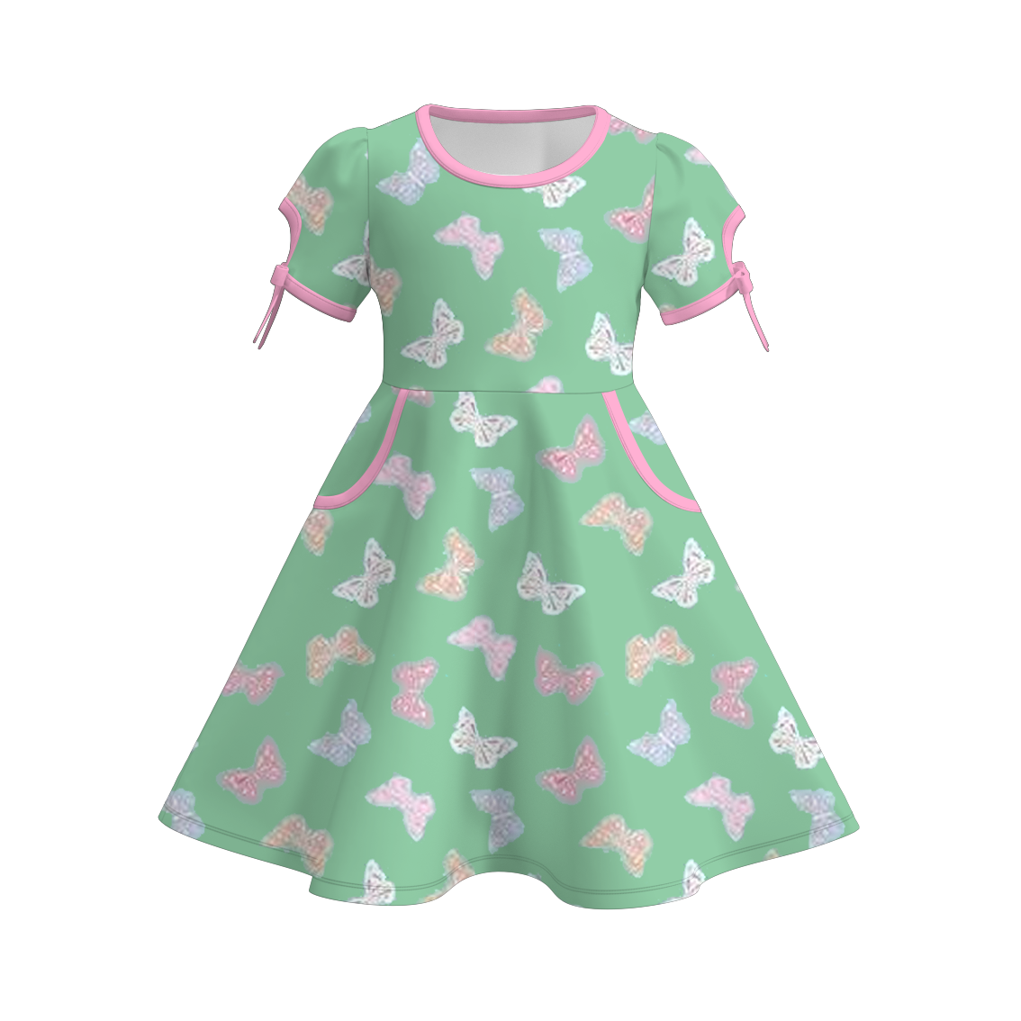 （Pre Order）Girls Spring and Summer Print Dress with Pockets