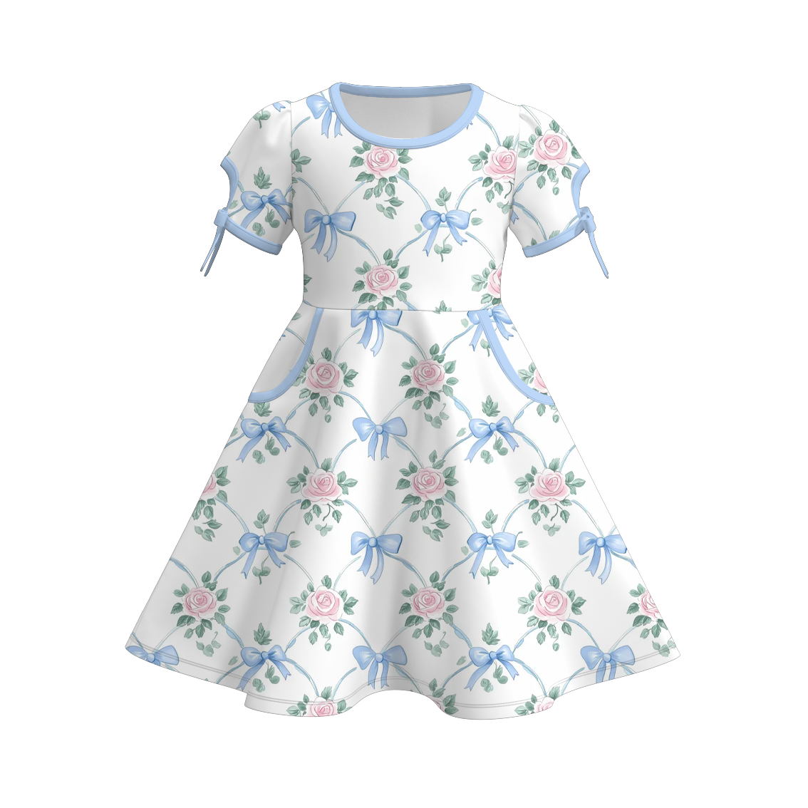 （Pre Order）Girls Spring and Summer Print Dress with Pockets