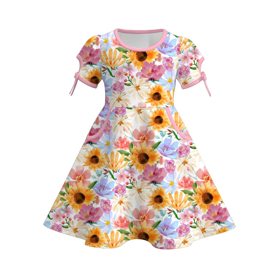 （Pre Order）Girls Spring and Summer Print Dress with Pockets