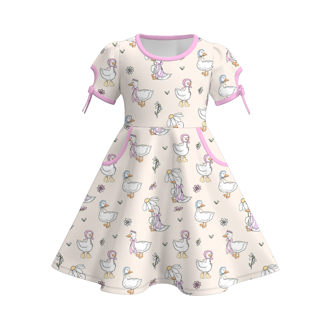 （Pre Order）Girls Spring and Summer Print Dress with Pockets
