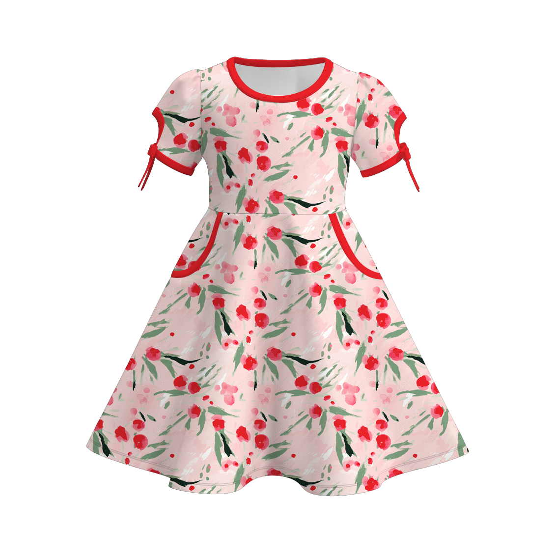 （Pre Order）Girls Spring and Summer Print Dress with Pockets