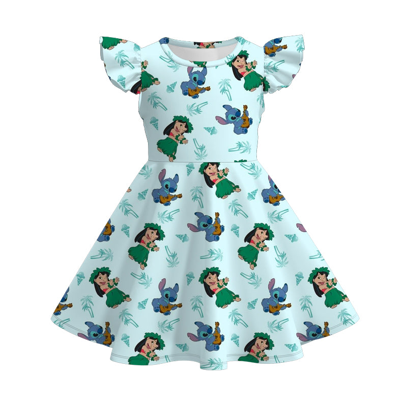 （Pre Order）Girls Spring and Summer Cartoon＆Princess Print Dress