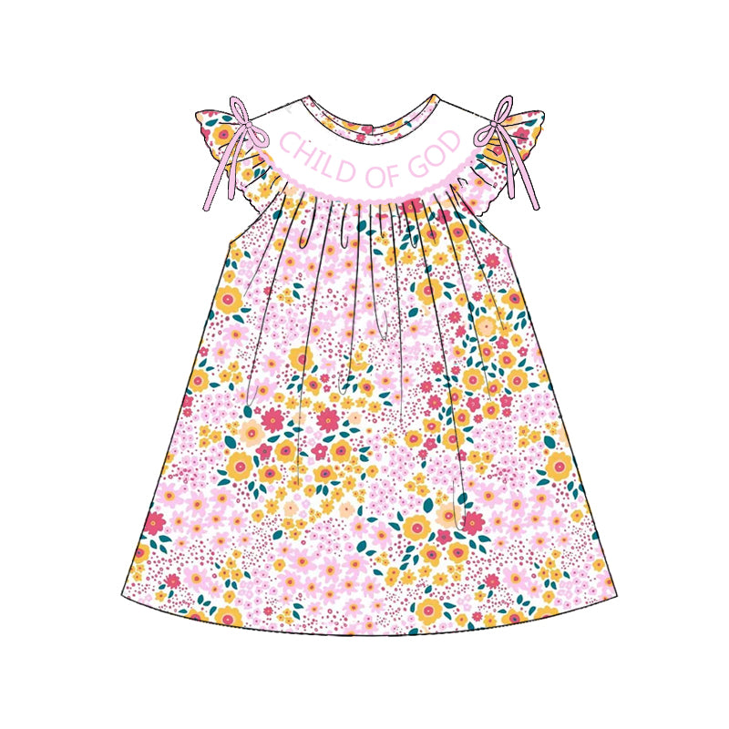 （Pre Order）Sisters Spring and Summer CHILD OF GOD Embroidery Smocked Dress＆Romper