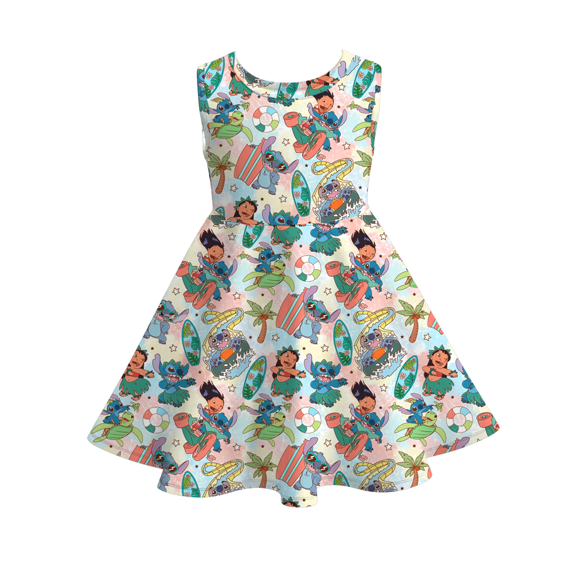 （Pre Order）Siblings Spring and Summer Cartoon Print Dress,Top and Set