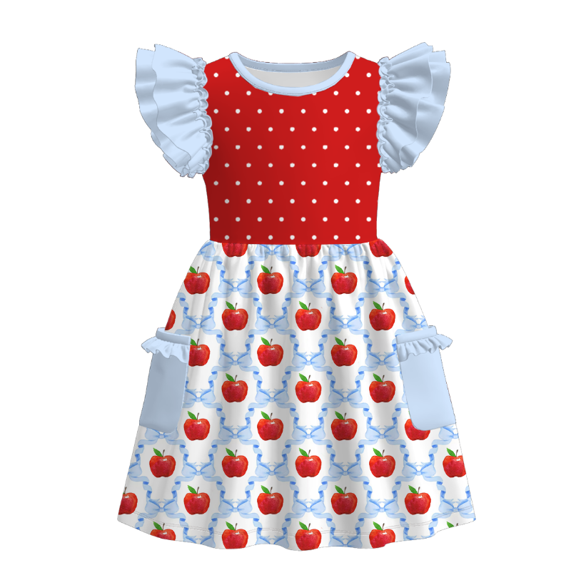 （Pre Order）Girls Summer Back To School Print Dress＆Set