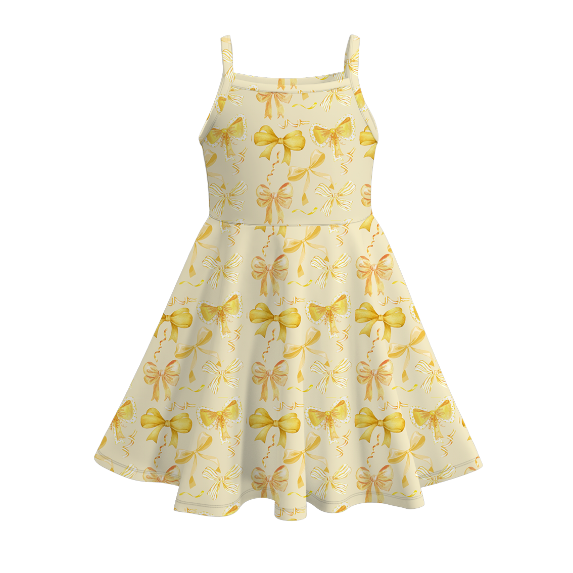 （Pre Order）Girls Spring and Summer Bow＆Dinosaur Print Slip Dress