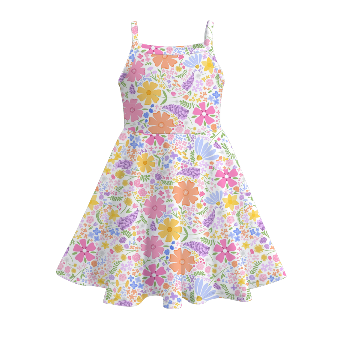 （Pre Order）Girls Spring and Summer Fruit＆Floral Print Slip Dress