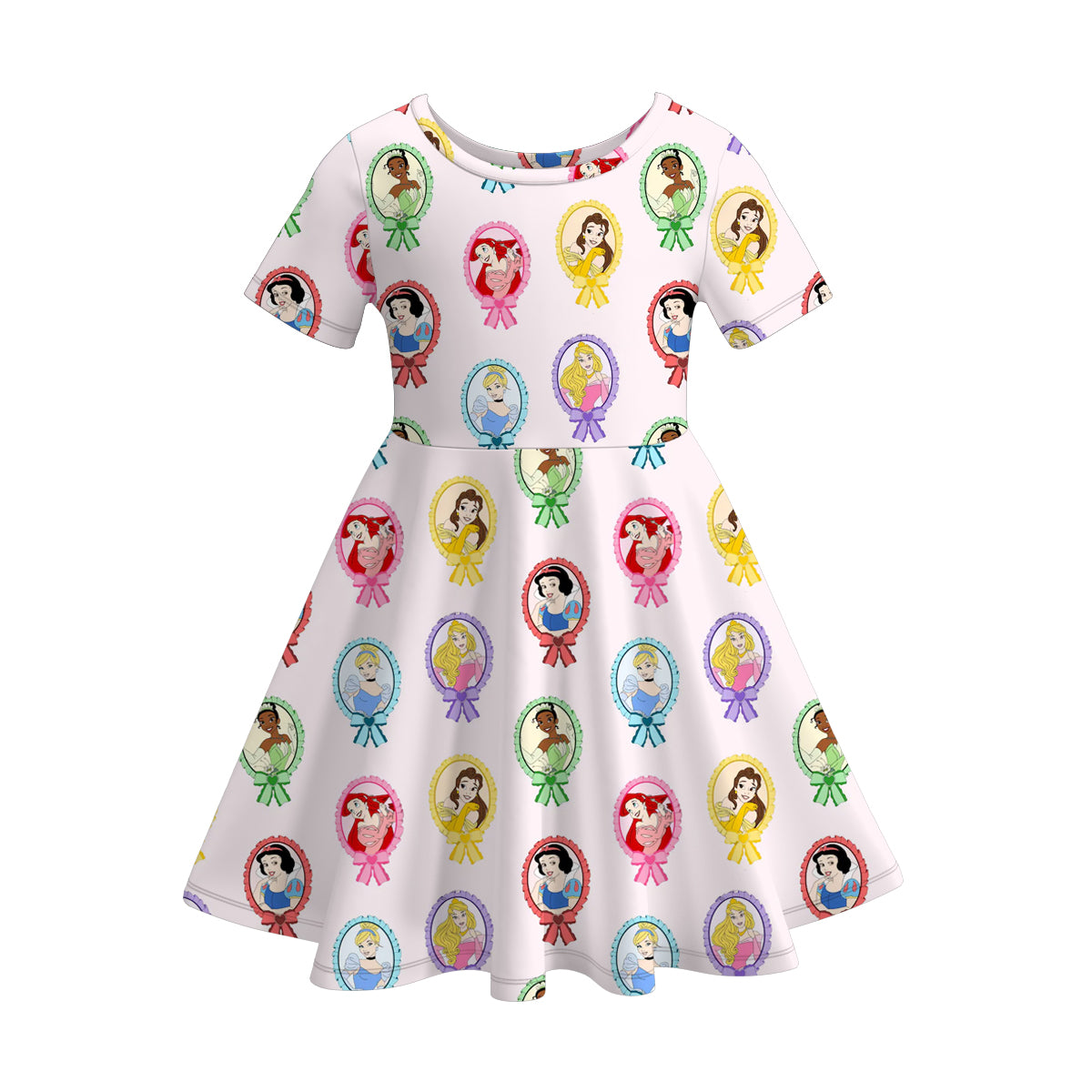 （Pre Order）Girls Spring and Summer Cartoon＆Princess Print Dress