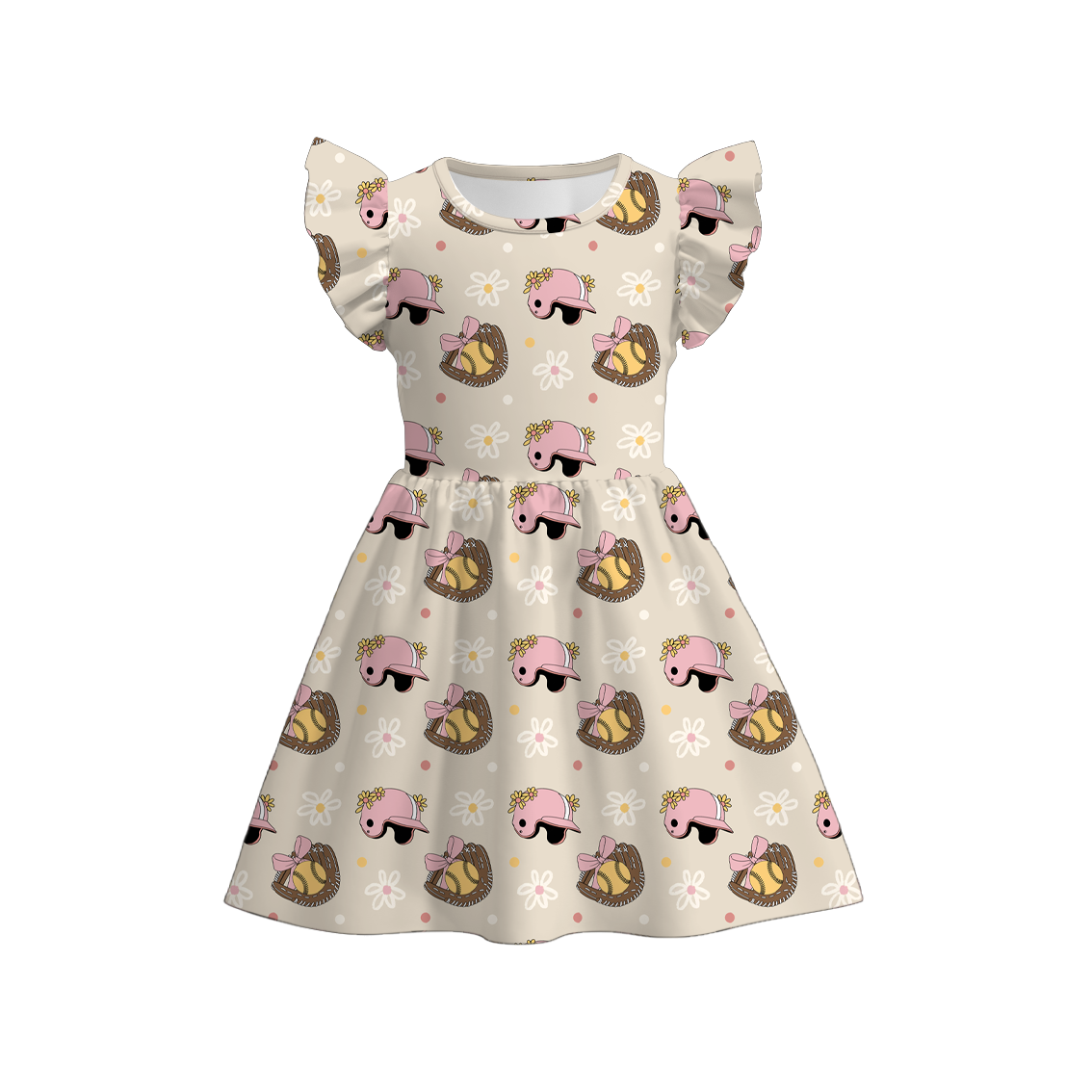 （Pre Order）Girls Spring and Summer Soft Ball＆Golf Print Dress