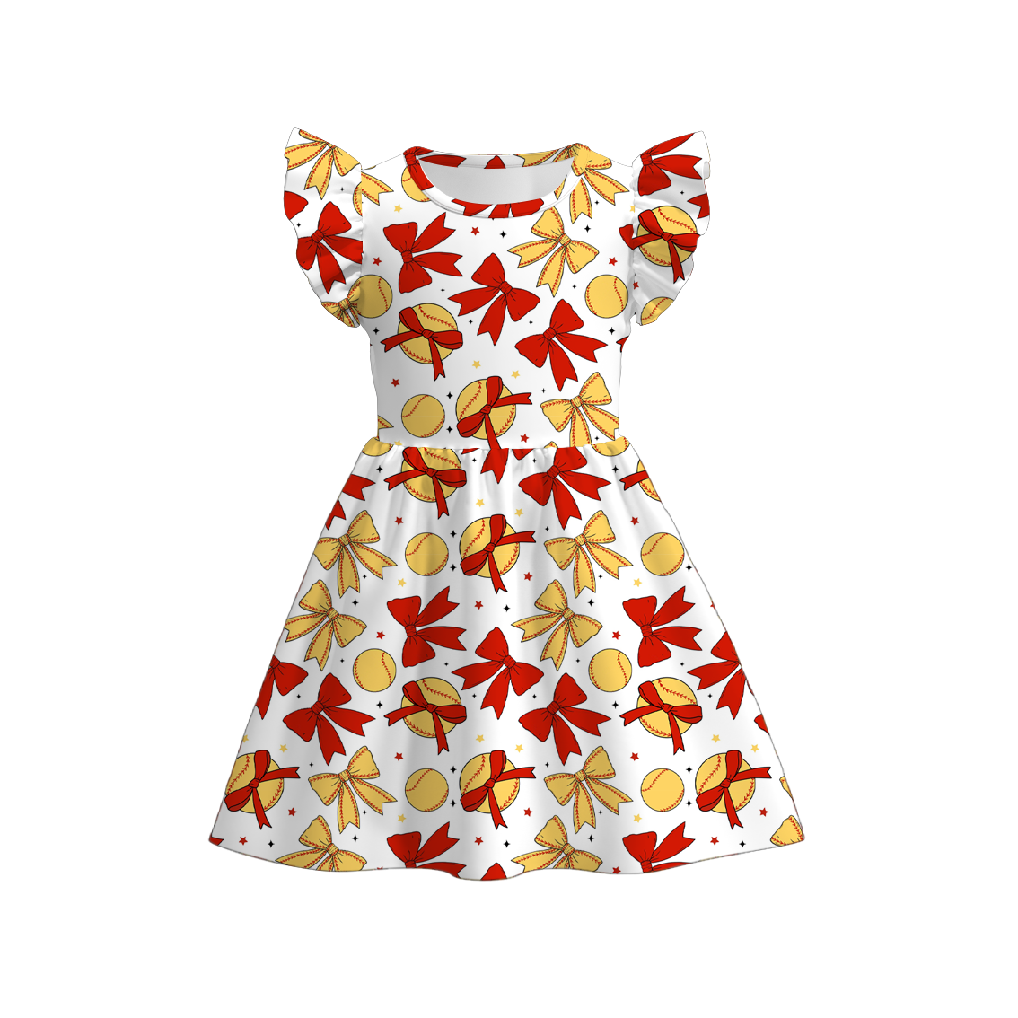 （Pre Order）Girls Spring and Summer Soft Ball＆Golf Print Dress