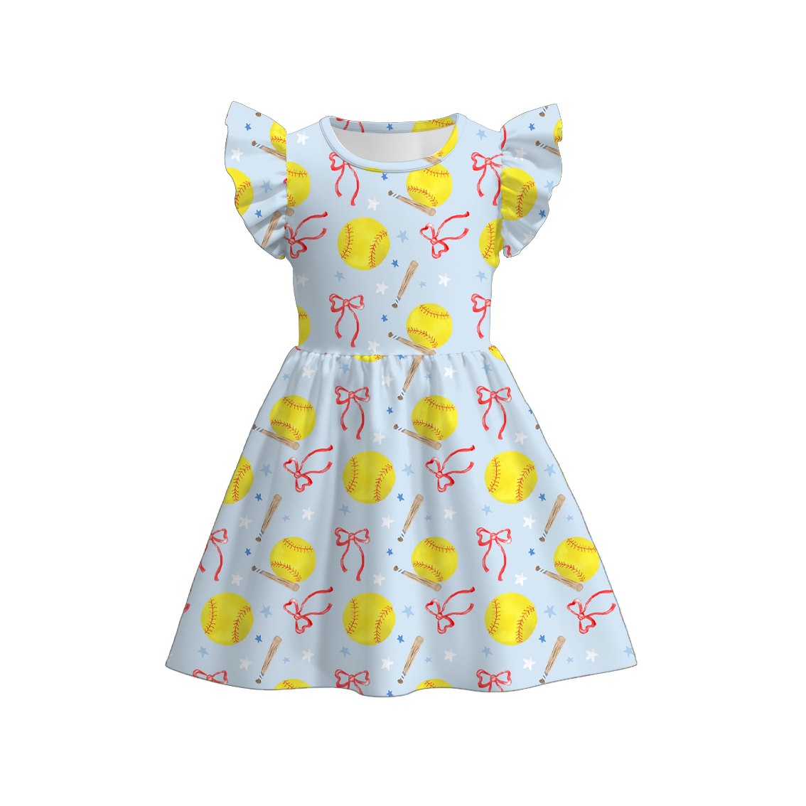 （Pre Order）Girls Spring and Summer Soft Ball＆Golf Print Dress