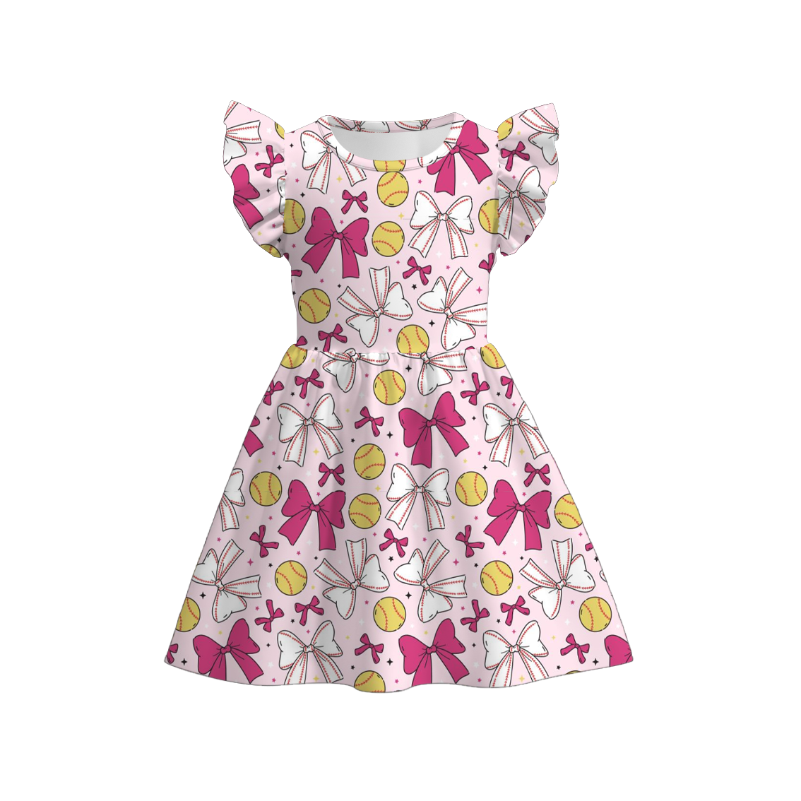 （Pre Order）Girls Spring and Summer Soft Ball＆Golf Print Dress
