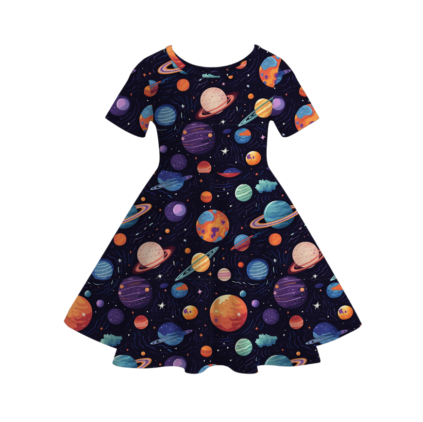 （Pre Order）Girls Spring and Summer Cartoon Print Dress