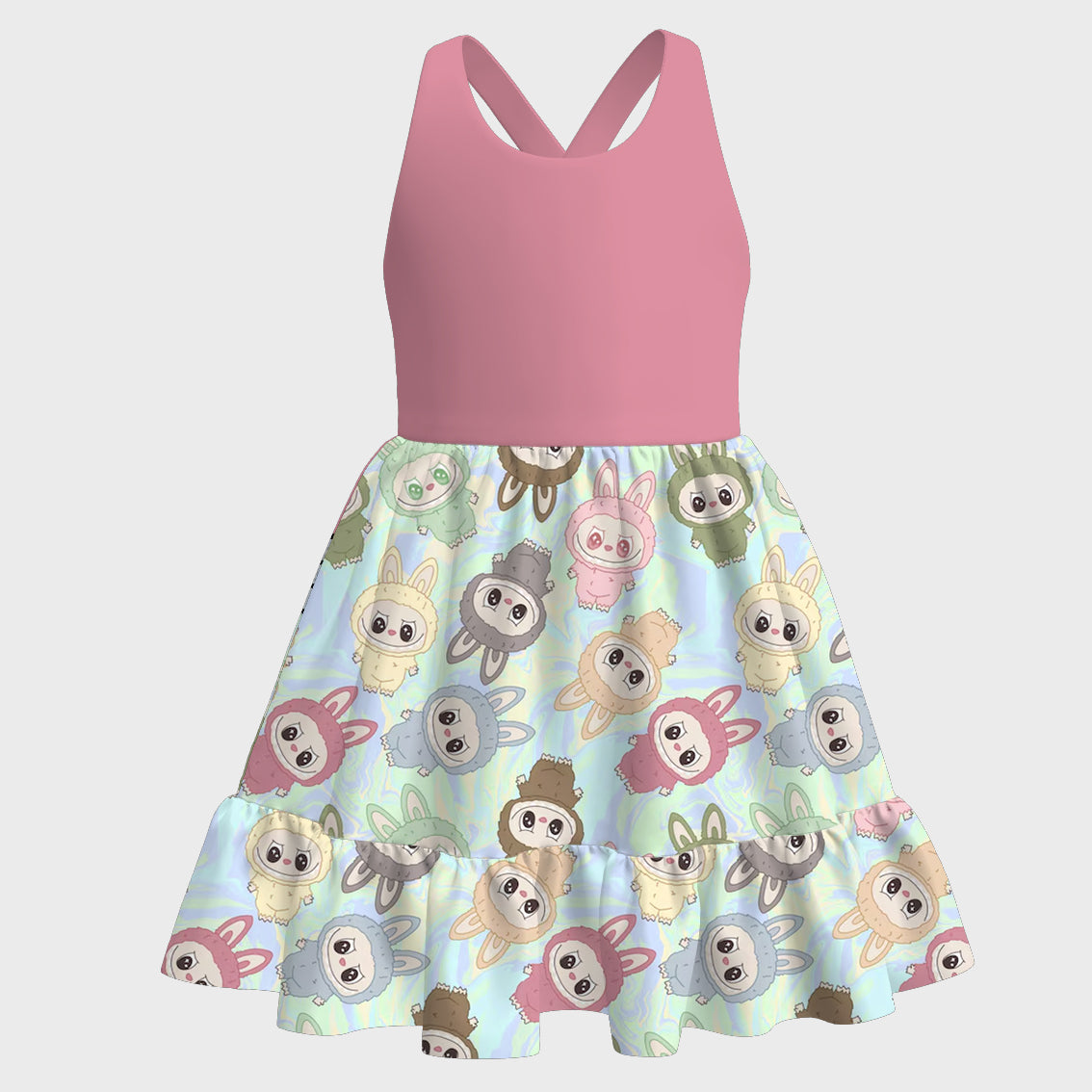 （Pre Order）Girls Spring and Summer Cartoon Print Dress