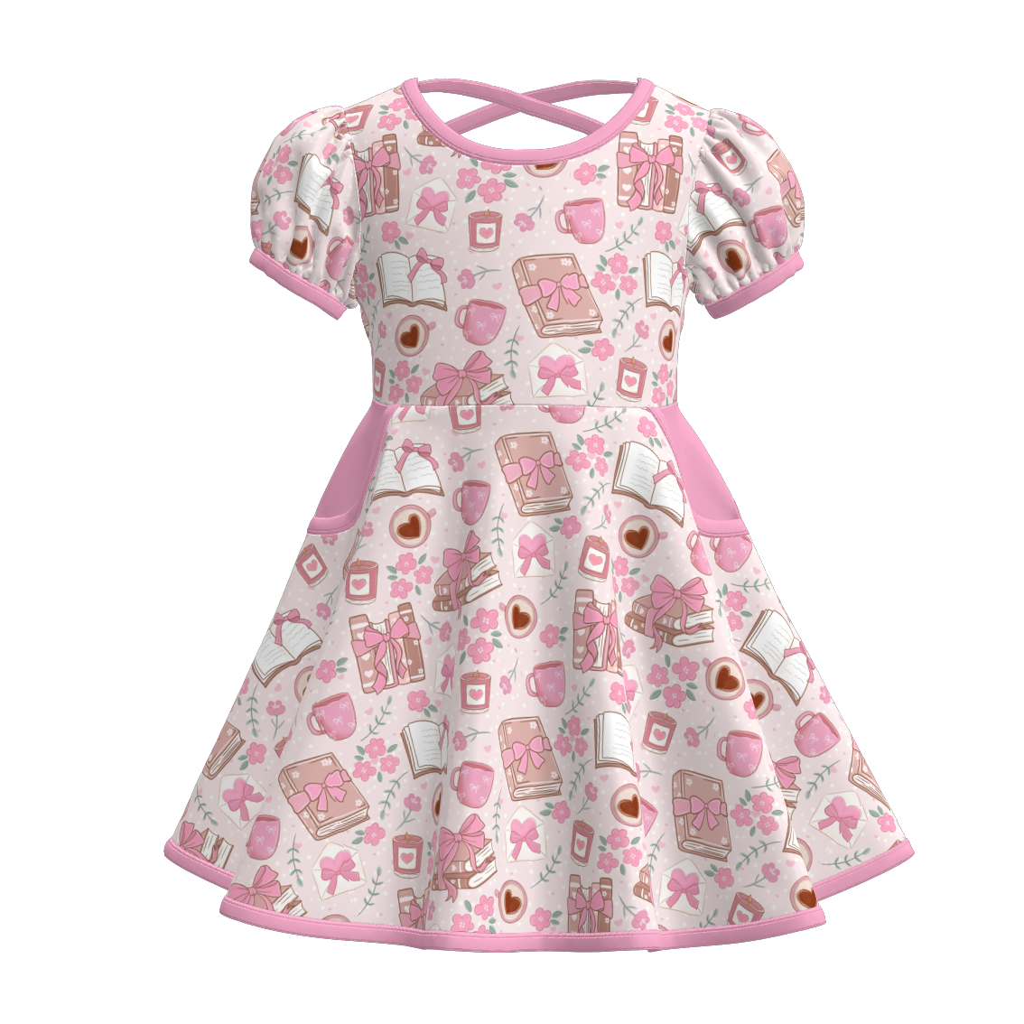 （Pre Order）Girls Summer Back To School Print Dress With Pockets