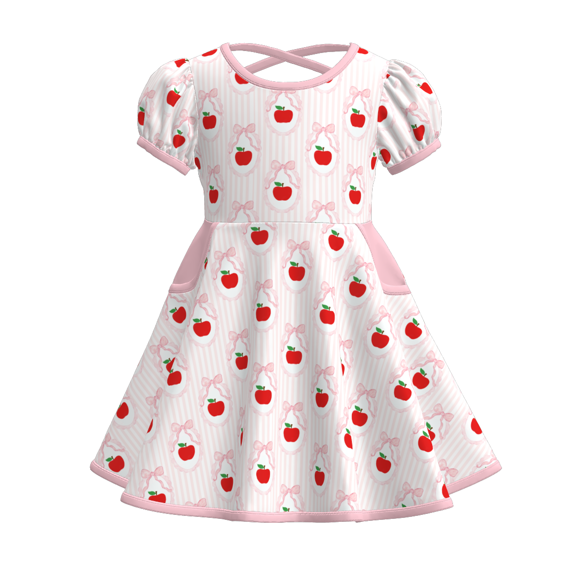 （Pre Order）Girls Summer Back To School Print Dress With Pockets