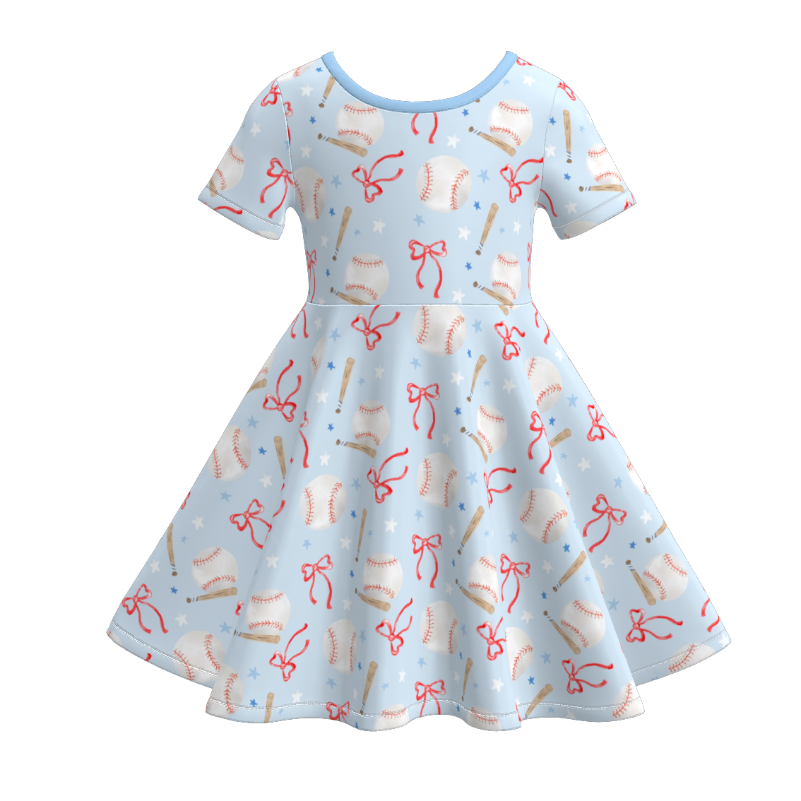 （Pre Order）Girls Spring and Summer Baseball Print Dress