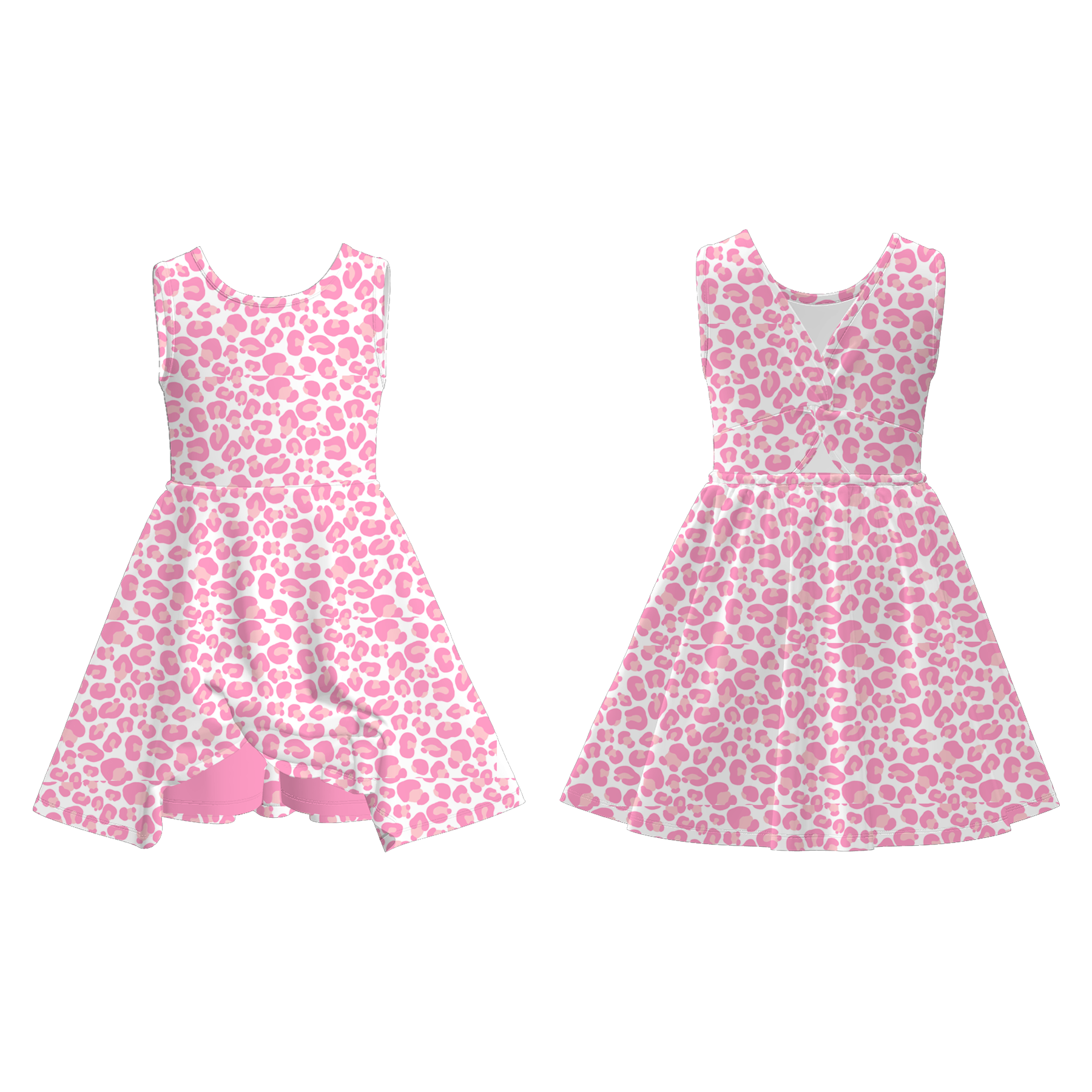 （Pre Order）Girls Spring and Summer Pink Skort Dress