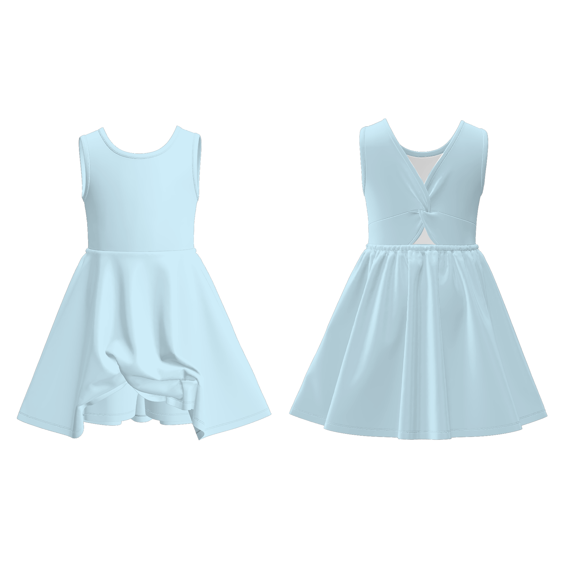 （Pre Order）Girls Spring and Summer Light Blue Skort Dress