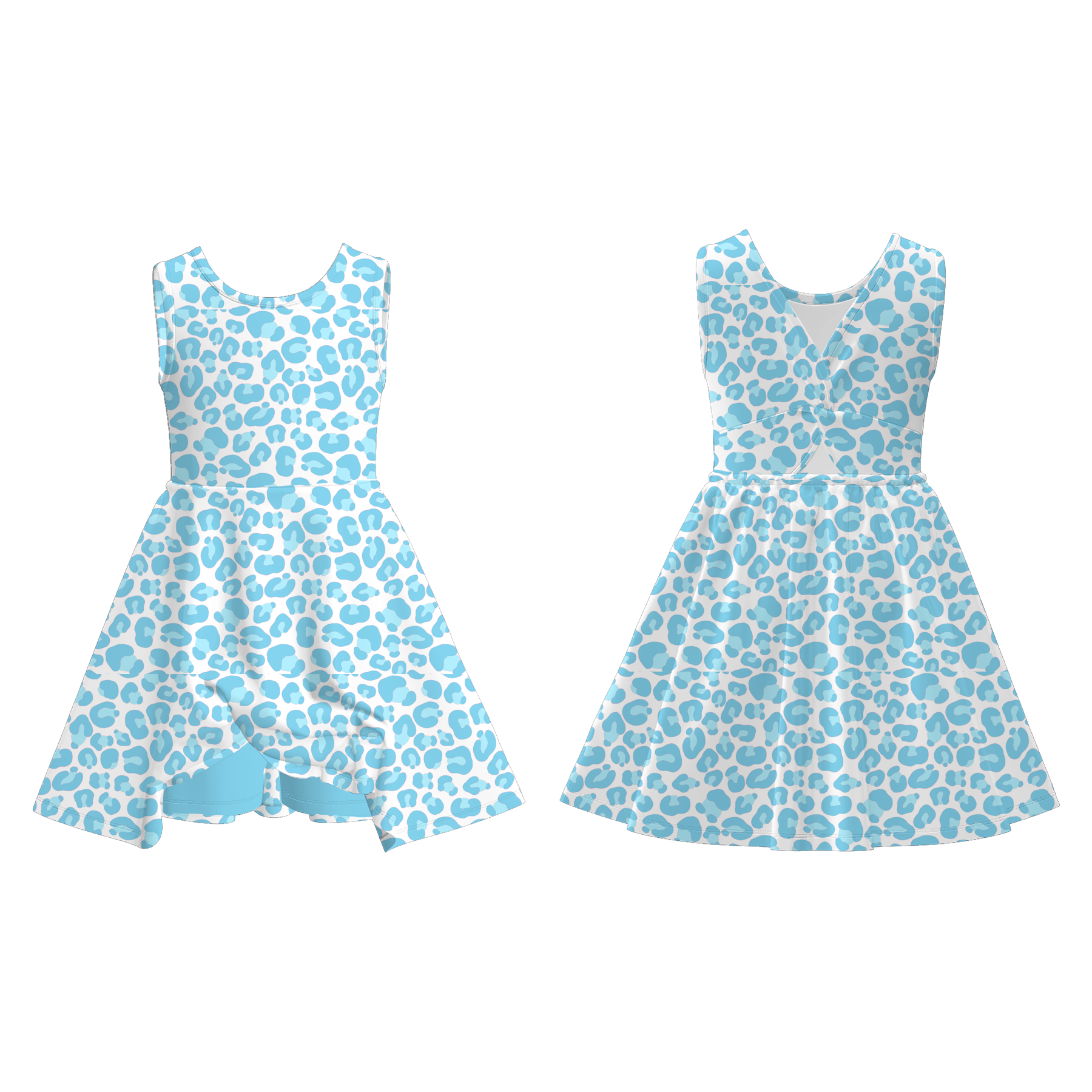 （Pre Order）Girls Spring and Summer Light Blue Skort Dress