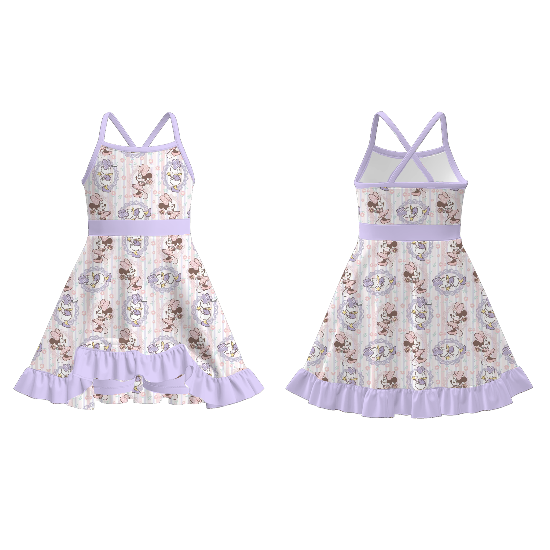 （Pre Order）Girls Spring and Summer Print Skort Dress