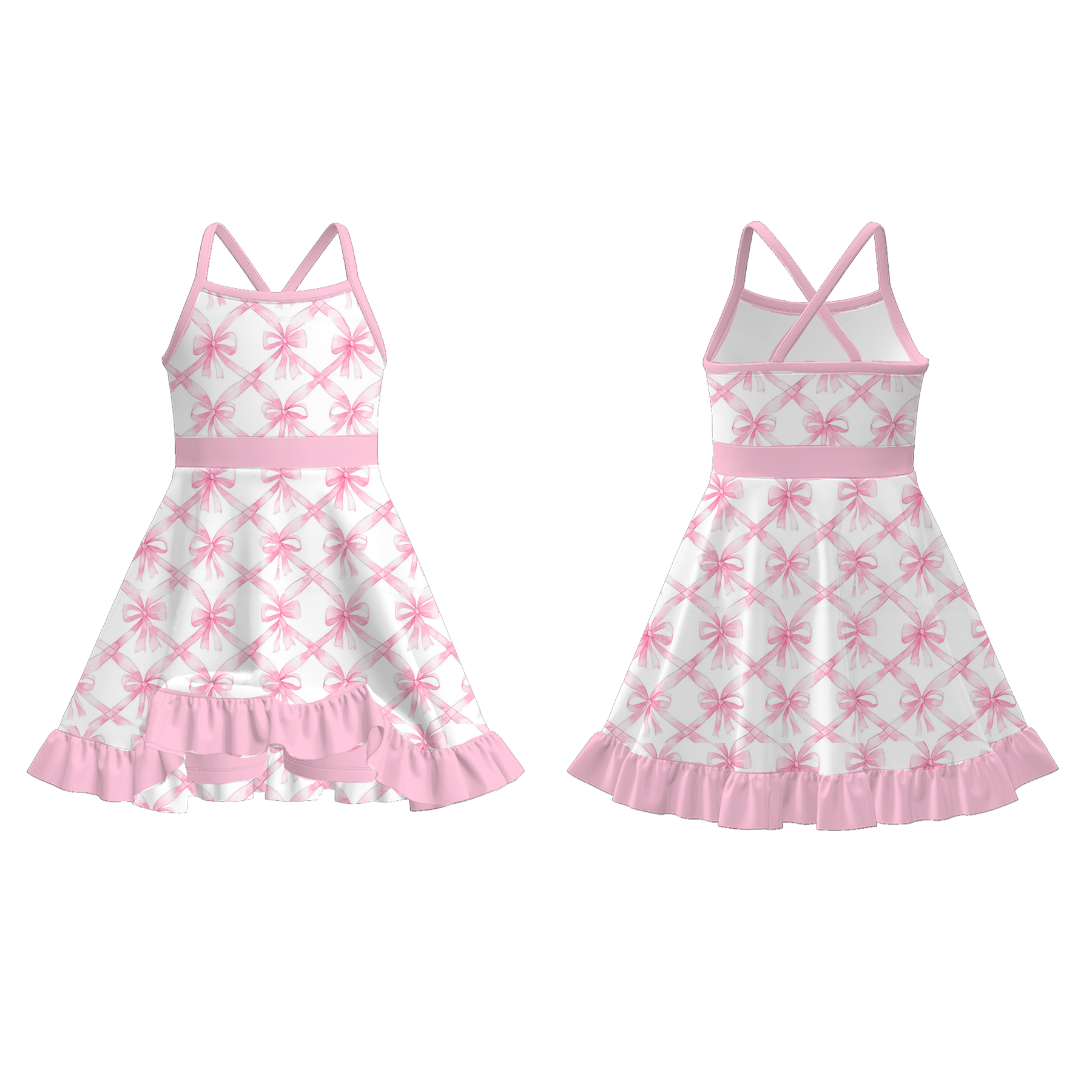 （Pre Order）Girls Spring and Summer Print Skort Dress