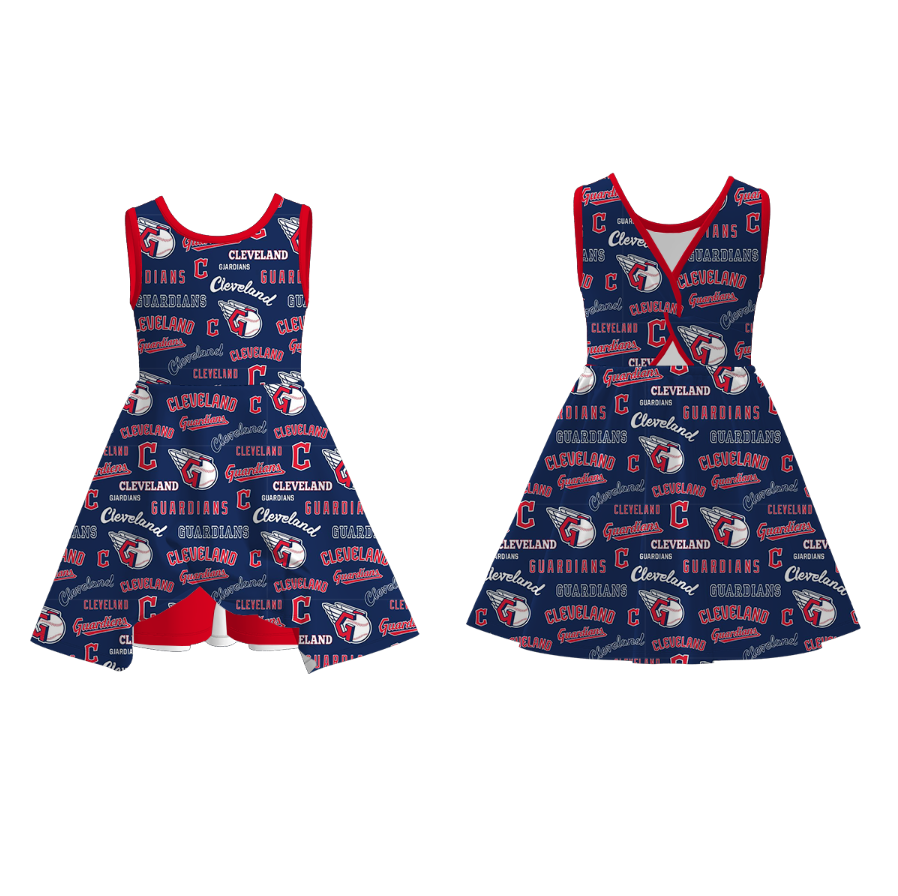 （Pre Order）Girls Spring and Summer Baseball Print Skort Dress