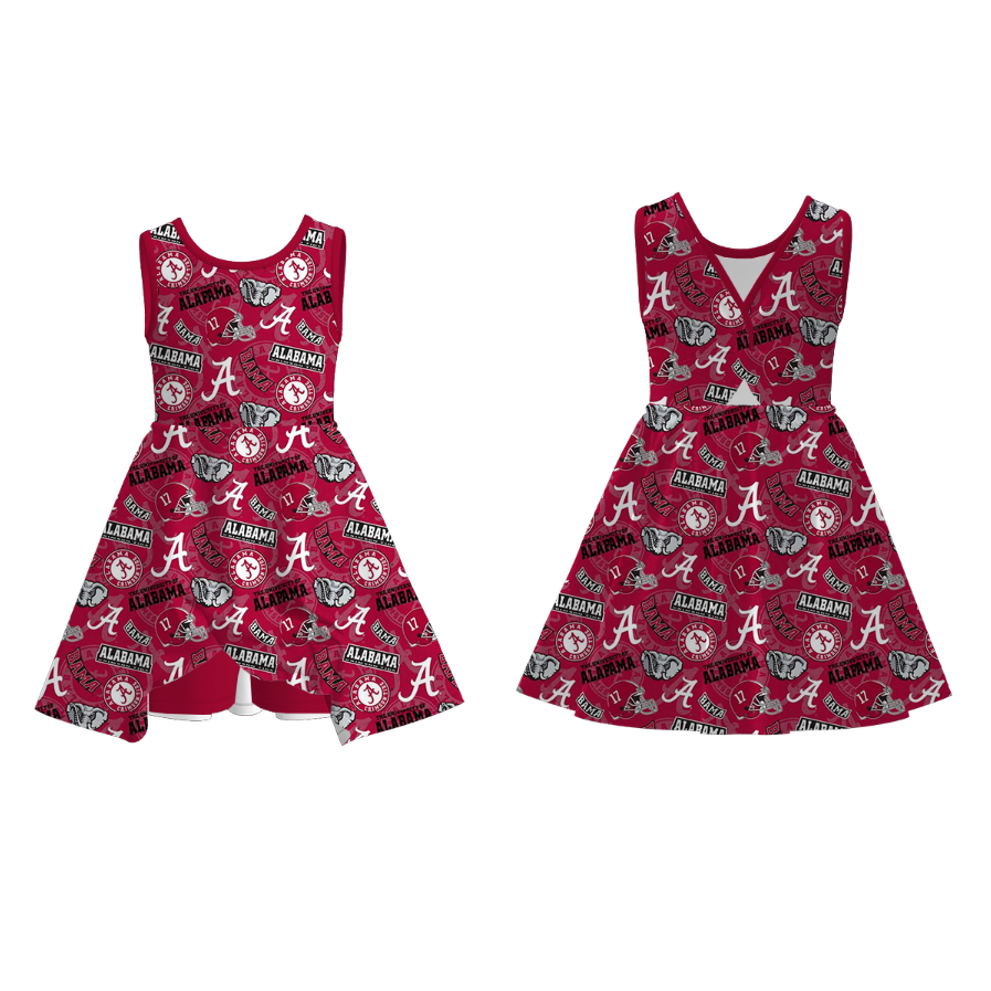 （Pre Order）Girls Spring and Summer Baseball Print Skort Dress