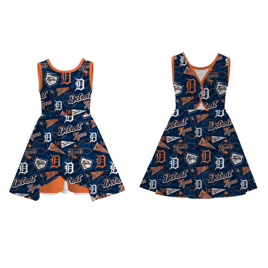（Pre Order）Girls Spring and Summer Baseball Print Skort Dress