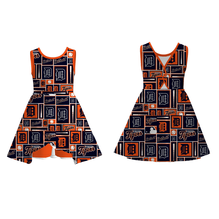 （Pre Order）Girls Spring and Summer Baseball Print Skort Dress
