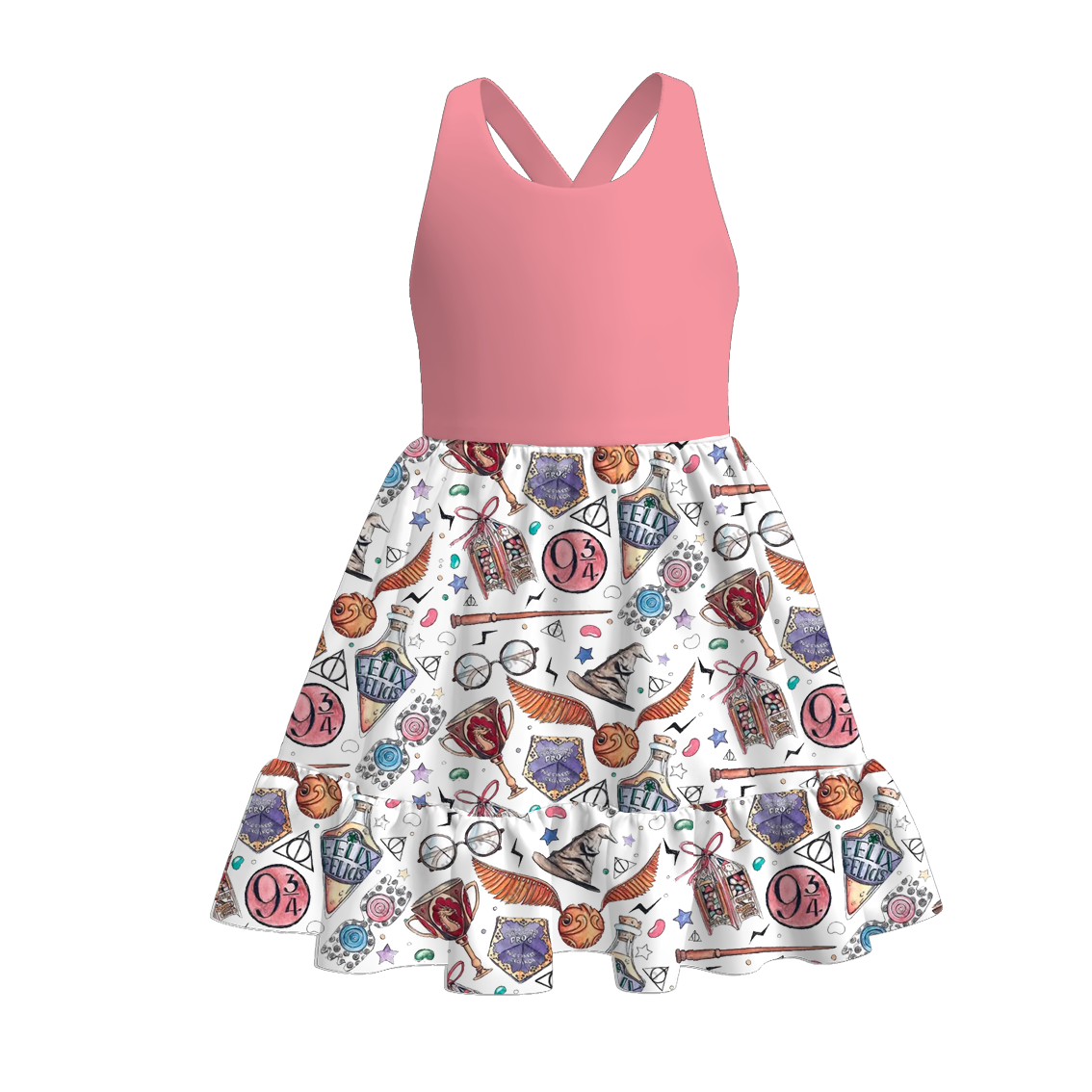 （Pre Order）Girls Spring and Summer Movie Character Print Dress
