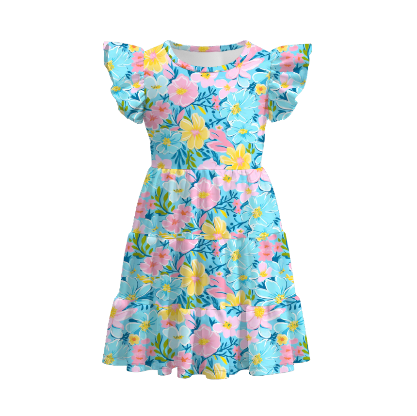（Pre Order）Mommy and Me Spring＆Summer Sunflower Print Dress,Set