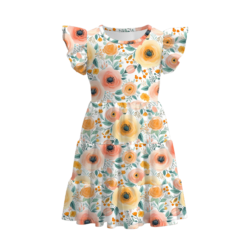 （Pre Order）Mommy and Me Spring＆Summer Sunflower Print Dress,Set